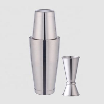 China Sustainable High Quality Cobbler 2PCS Stainless Steel Cocktail Shaker And Jigger for sale