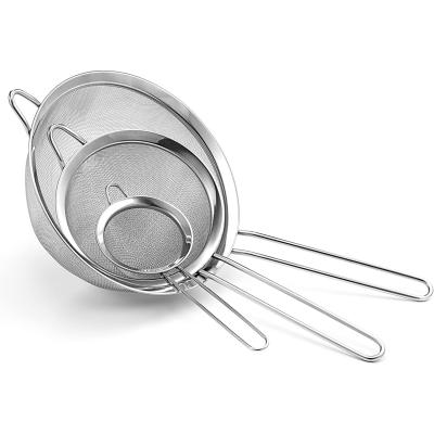 China Amazon Viable 3 Pieces Mesh Strainer Stainless Steel Sieve Cocktail Strainer Kitchen Food Tea Strainer Luxury Fine Hit For Bar for sale