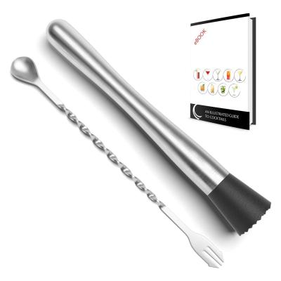 China Viable Stainless Steel Cocktail Shaker And Mixing Spoon With Cocktail Recipes Book - Professional Home Bar - Cocktail Shaker Bar Tool for sale