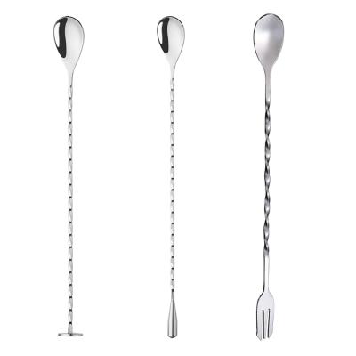 China Amazon Success Stainless Steel Cocktail Stirrers Cocktail Stick Bar Viable Custom Cocktail Spoon Mixing Stirrers For Beverage for sale