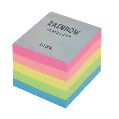 China Kawaii Rainbow 5 Colors Self-adhesive Mini Memo Pad Notebooks Cute Self Adhesive Memo Pad Custom Pad Stickers for sale