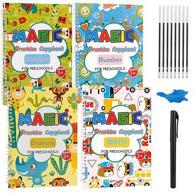 China 4pcs Children's Calligraphy Letter Tracing Set Notebook Practice Paper Math Magic Drawing Notebooks Customized Educational For Kids for sale