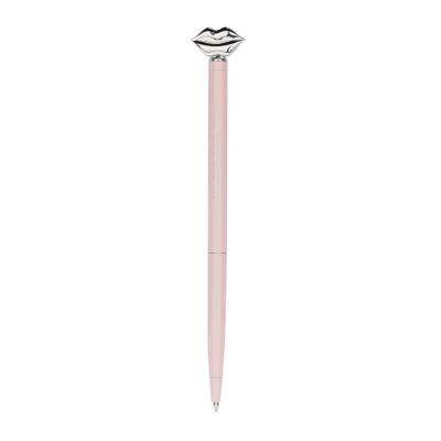 China office & School Pen Wholesale Custom Logo With Top Lips Design Metal Pink Ballpoint Pens Manufactures for sale