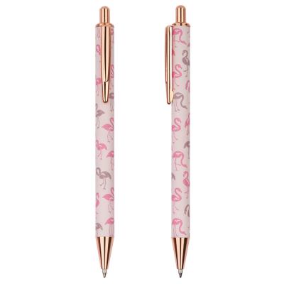 China office & School Pen Wholesale Custom Logo With flamingos design metal ballpoint pens manufactures for sale