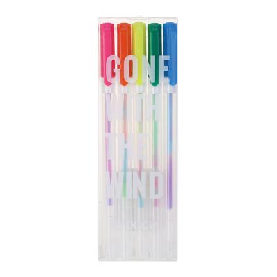 China Custom Logo Printed Frosted PP Full Color Custom Barrel 5 0.8mm Transparent Multi Colored Gel Pen Set for sale