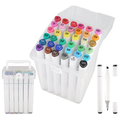 China School 36 Color Set Double Ended 1mm Round 4mm Chisel Tip Brush Erase Dry Alcohol Art Paint Marker Pen for sale