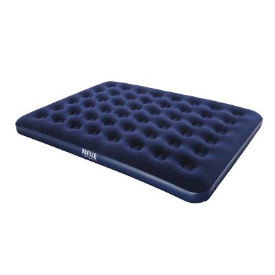 China Foldable Inflatable Mattress Air Cushion Double Enlarged Outdoor Camping Portable Dark Blue Flocking Air Mattress for sale