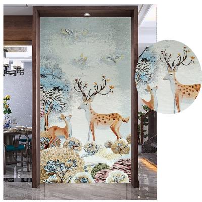 China Deer pattern luxury glass wall tiles mosaic murals for bedroom for sale