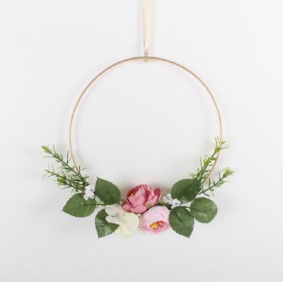 China Wire Wreath With Flower For Home Decoration Wedding Christmas Door Decoration for sale