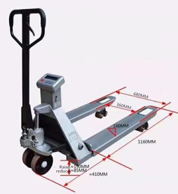 China Weight Function Pallet Hand With OIML Printer And Indicator 2000kg Forklift Scale for sale