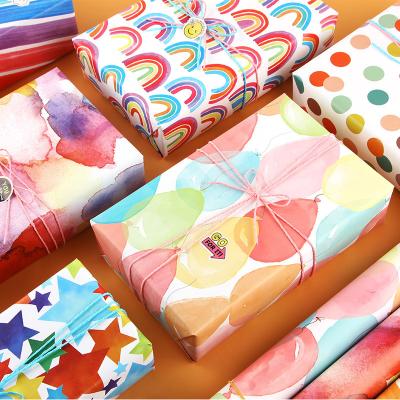 China Rainbow Style Disposable Colorful Wrapping Paper Roll For Wedding Kids Birthday Holiday Baby Shower Gift Wrap Craft Paper Decor Gifts for sale