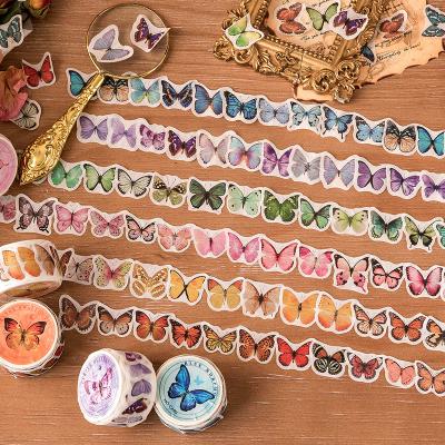 China Europe 100 Butterfly/Strip Candy Color Craft Paper Stickers Tape Style For Decor DIY Photo Album Scrapbook Props for sale