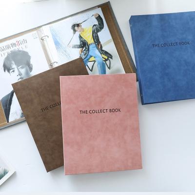 China A4 PU Vintage Color PP Inner Pockets Album Holder For A4 Size Photos Photobook Album Props Silver Stickers Pockets for sale