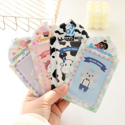 China Fashion 2 Pockets Jelly Photo Card Holder Pockets Colorful Mini Photo Sticker Thumb And Name Card 3 8.5 x 10.5cm Photos With Key Chain for sale