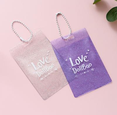 China Fashion 2 Pockets Glitter Mini Photo Sticker Thumb Photo Card Holder Pockets and Name Card 3 Pockets 8.5 x 10.5cm Photos with Key Chain for sale