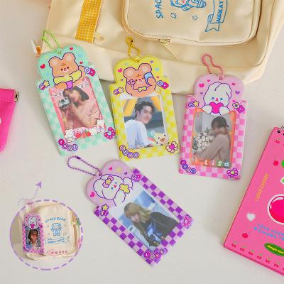 China Colorful Soft Pocket Photo Card Holder Pockets Fashion 1 Inch Mini Photo Sticker And Name Card 3 8.6 x 11.1cm Photos With Key Chain for sale