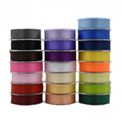 China Changxu 25mm (20m/Roll) Sustainable Double Face Solid Recycle Pet Satin Ribbon For Party Wrapping Decoration for sale