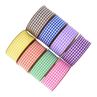 China Sustainable Changxu Plaid Pattern Ribbon (5m/Roll) Lace Up DIY Hair Accessories Handmade Material Bouquet Gift Bouquet Material Polyester Wrapping Ribbon for sale