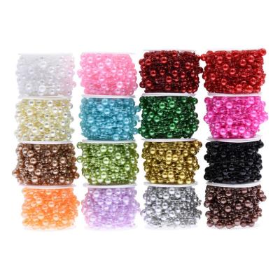 China Changxu plastic fish (10m/roll) 8+3mm full viable star pearl line beads bridal hair ornaments wedding decoration pearl ribbon for sale