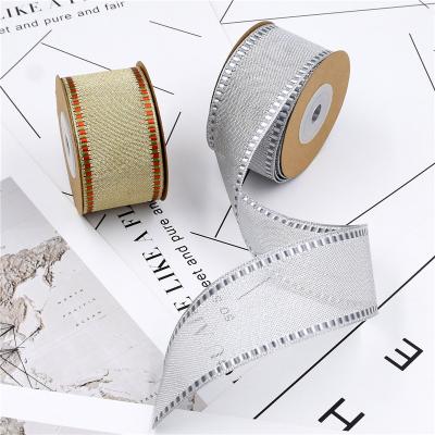 China Changxu Wholesale Viable 40mm 5m or 10m Per Roll Satin Ribbon With Thread Edge For Gift Wrap Diy Hair Bow Wedding Party Decoration for sale