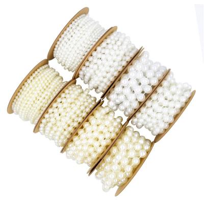 China Changxu 4/6/8/10mm(10m/5m/3m/2m/Roll) Gold Christmas Craft Decorative Ribbon High Quality Decorative ABS Beaded Ribbons for sale