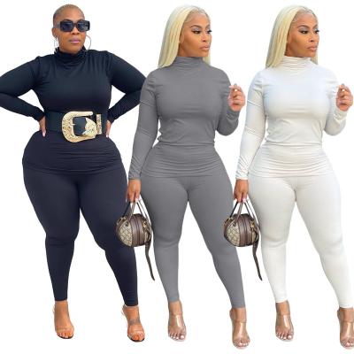 China Plus Size 2022 New Style Women's Casual Solid Color Sweatsuit Comfortable Set Plus Size Two Piece Suit for sale