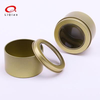 China Recyclable Candy Round Metal Can Reusable Mini Accessory Golden Storage Containers Storage With Lid Small Empty Tin Boxes for sale