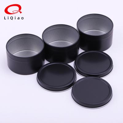 China Recycled Materials Around Metal Tin Box Candle Tin Black Gold Silver Jar Cosmetic Cream Storage Container for sale