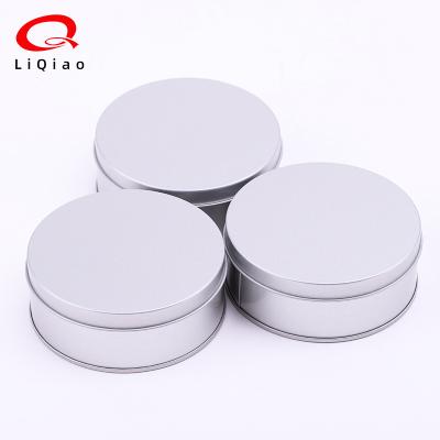 China Recycled Materials Round Metal Tin Box Silver Candle Tin Empty Cream Cosmetic Jar Storage Container for sale