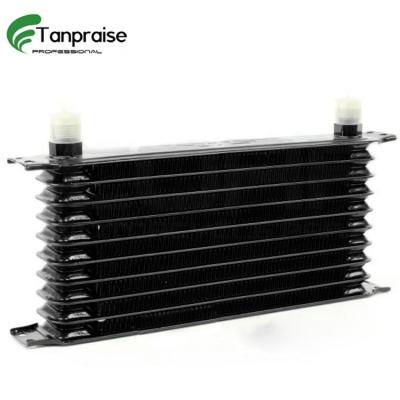 China UNIVERSAL ALUMINUM OIL COOLER FIT FOR AN10 262mm UNIVERSAL TRANSMISSION 10ROW OIL COOLER KIT WITH FILTER ADAPTER HOSE END Black for sale