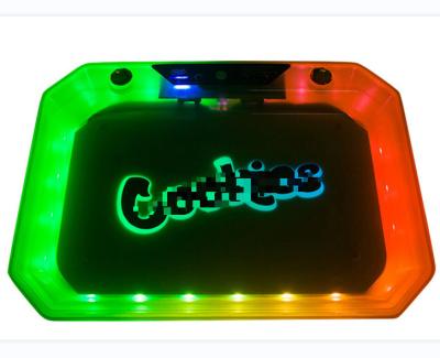 China Wholesale Plastic LED Rolling Tray With Custom Logo Light Acrylic Plastic Cigar Serving Tray Working for sale