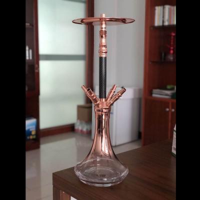 China Stainless Steel+glass Stainless Steel+glass Hookah Stem Multiple Hose Connectors Glass Base Shisha for sale