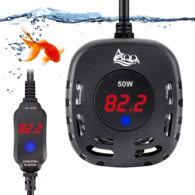 China Titanium Temp Controller Hygger Aquarium Heater 50W For Fish Tank for sale