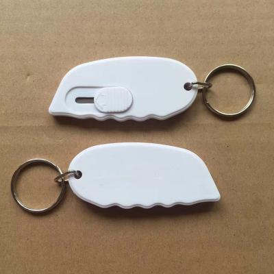 China Promotion with Retractable Portable Cutter Utility Paper Cutter Box Knives Pocket Logo Contact Key Chain for sale