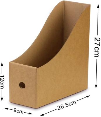 China Magazine Storage Box with Labels 5PACK Kraft Corrugated Cardboard Magazine Folder Holder with Labels, File Holder, Desk File Organizer for sale