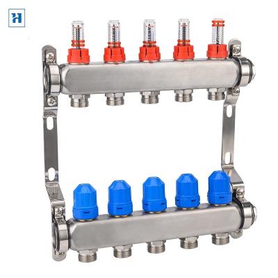 China Modern high quality nickel plated 2 to 12 loop stainless steel under floor heating radiant manifold for sale