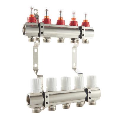 China H2002 2 - 12 Ways Brass Manifolds Modern Brass Manifold With Flow Meter For Underfloor Heating for sale