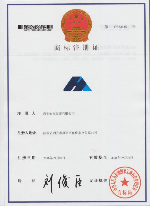 Trademark registration - Xi'an Hoan Microwave Co., Ltd.