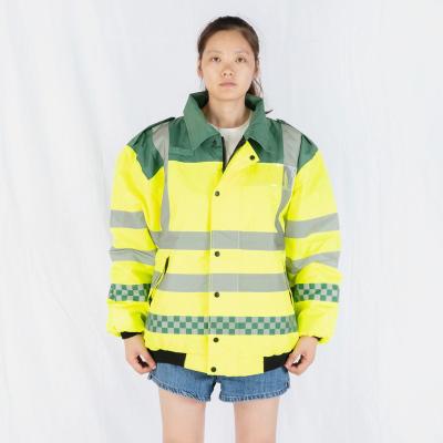 China Water Proof Warm Winter Fleece Polyester Striping Reflective Reversible Security Safety Jacket For Men for sale