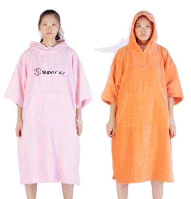 China Viable Custom Printing Long Robe Change Rack Surf Change Hooded Quick Dry Poncho Beach Towel for sale