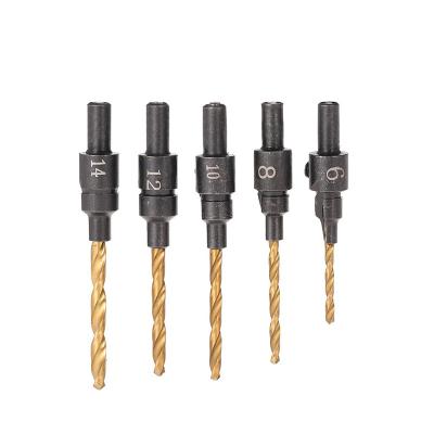 China Automatic Punch Hole Cutter Wood Drilling Wood Chamfer Countersink Drill Bits Hss Drills 4Pcs for sale