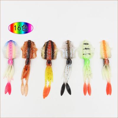 China Hot Selling 15.3cm Easy-fishing Squid Bait Hot Selling Bright 10cm UV Soft Plastic Tuna Fishing Lure for sale