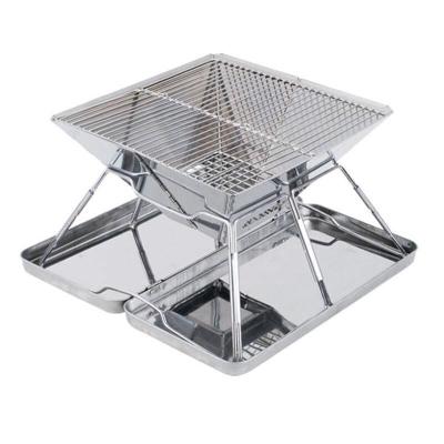 China Easily Assembled Folding Stainless Steel Charcoal BBQ Grill, BBQ Charcoal Grill With Tray for sale