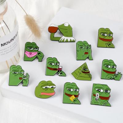 China Europe Factory Wholesale Cartoon Pepe Frog Badge The Enamel Pin for sale