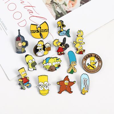 China From Europe Factory Quick Release Custom Cartoon Simpsons Soft Enamel Pin Badge Directly for sale