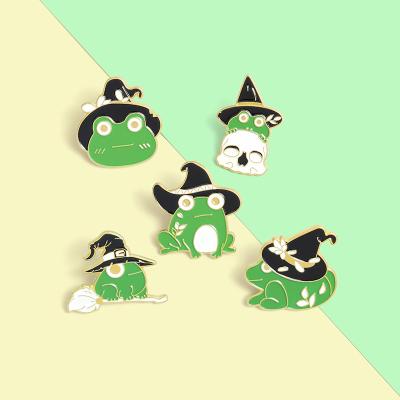 China Wholesale Cheap High Quality Funny Enamel Pin For Kids Europe Bag Lapel Pin Cartoon Animal Frog Badge for sale