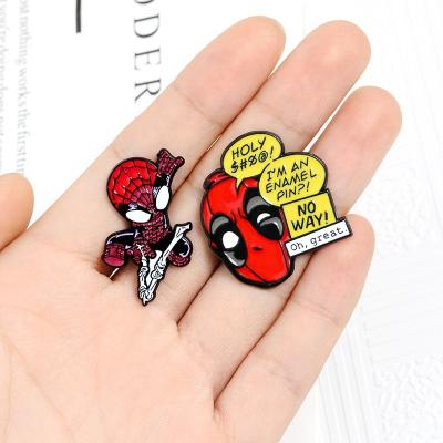 China Europe Men's Accessories Men's Women's Badge Pins Brooches Jewelry Personality Creativity Spider and Man Shirt Alloy Enamel Pin for sale