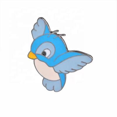 China Europe Cartoon Flying Beginner Brooch Bird Blue Enamel Pin Jacket Shirt Animal Badge for sale