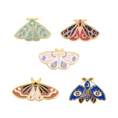 China Colorful Europe Moon Phase Dragonfly Bat Pin No Minimum Quantity Night Luminou Insect Lapel Badges for sale