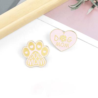 China Europe Mother Dog Rose Care Paw Brooch Clothing Shirt Pouch Cartoon Jewelry Custom Lapel Enamel Pin for sale